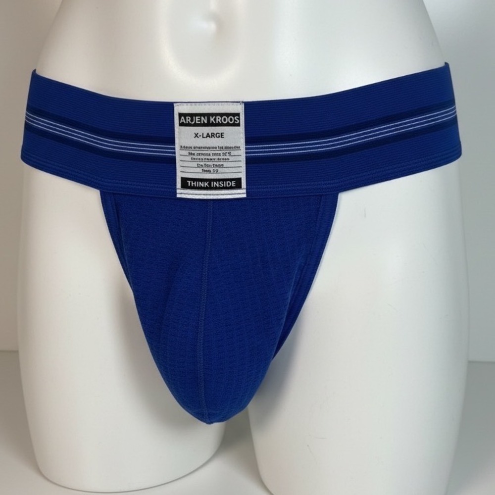 Arjen Kroos Mens Blue Athletic Jockstrap Supporter XL Striped Waistband NWOT